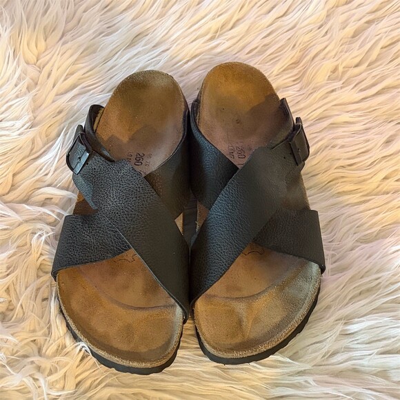 Birkenstock Birkis Womens Slide Sandals Black Crisscross Size 9 EU 40 - Picture 2 of 9
